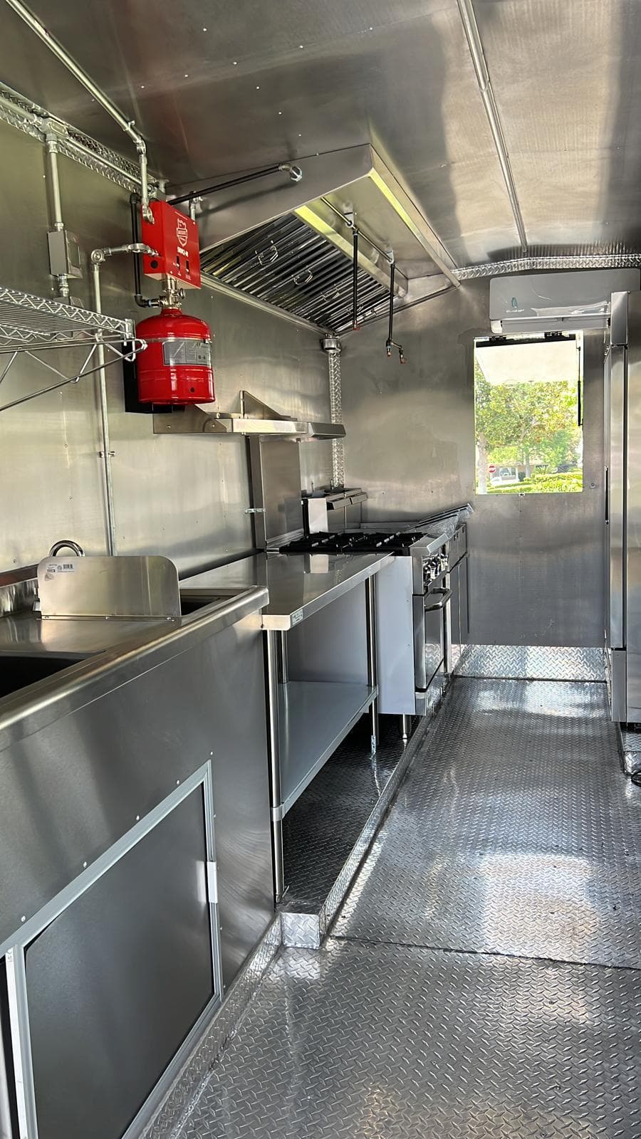 Interior of an 8 by 12 foot food trailer