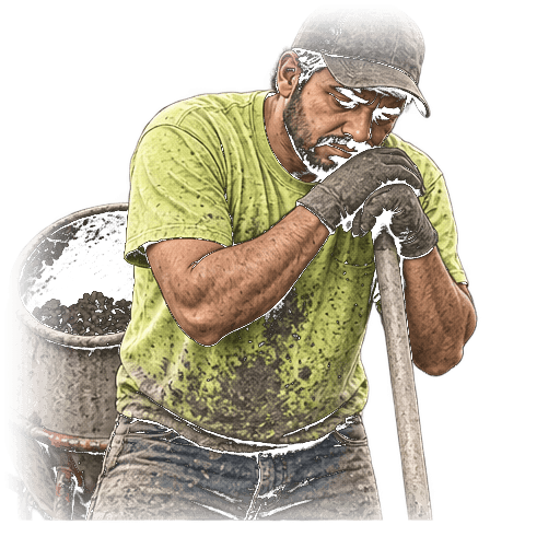 Ilustración: un trabajador de concreto alisando una losa